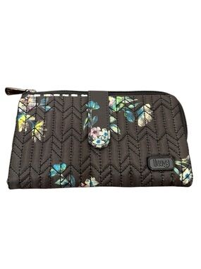 lug Black Quilted Wallet with Multicolor Floral Accents